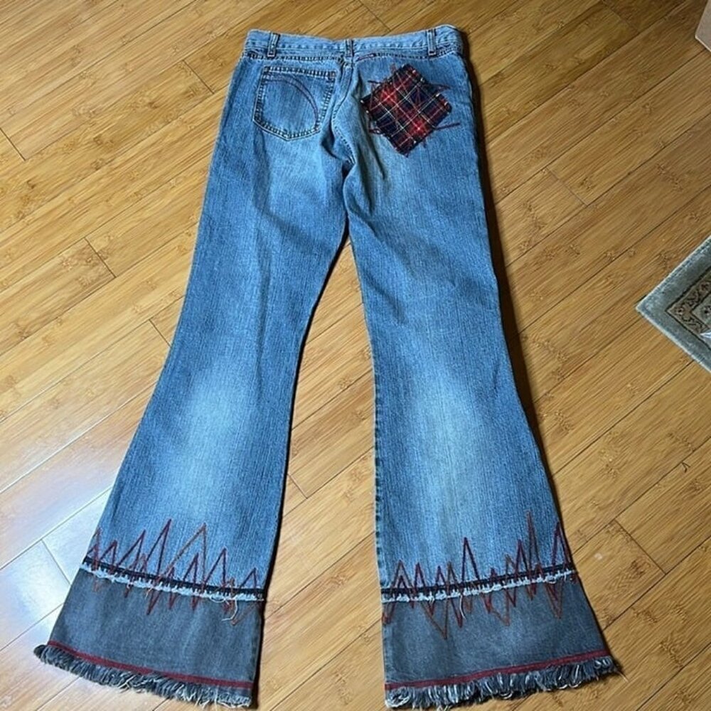 Killah by Miss Sixty flare jeans tartan patch vintage 90’s 00’s size 30 34” ins - Picture 4 of 12